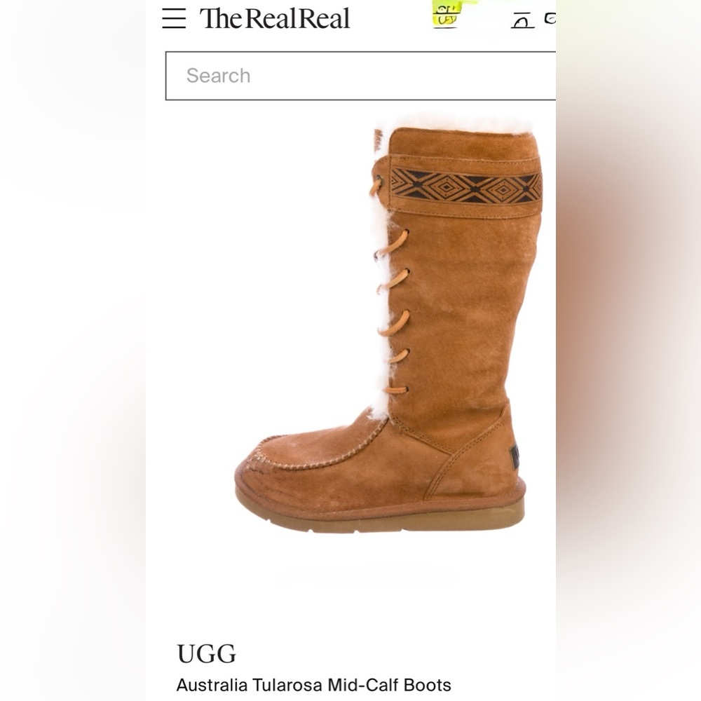 UGG Tularosa Suede and Shearling Lace-Up Boots in Chestnut size 7